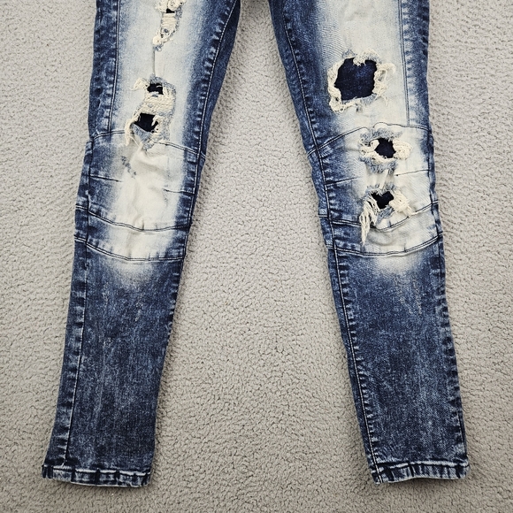 Grindhouse Slim Straight Washed Dark Blue Ripped Stretch Denim Jeans Men 34x32 - Picture 3 of 8